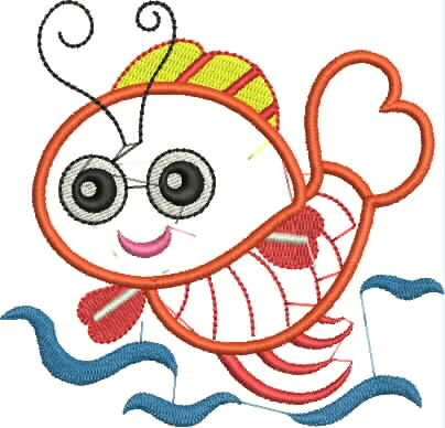 FUNNY FISH MCM APLIQUE EMBROIDERY DESIGN
