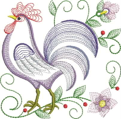 Happy Hen Embroidery Design
