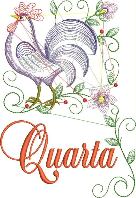 Charming Rooster Embroidery Design