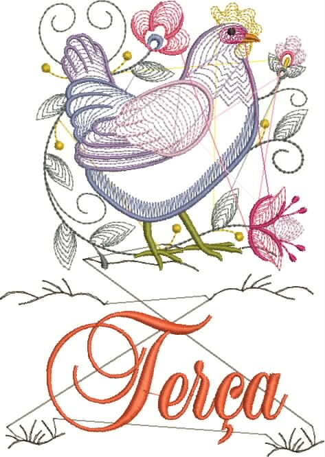 Elegant Rooster Embroidery Design