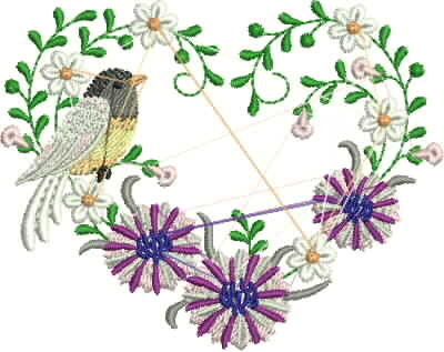 Modura floral com borboletas coloridas Embroidery Design
