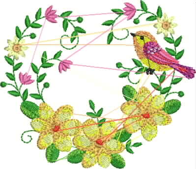 Modura floral com lírios e borboletas Embroidery Design