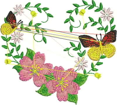 Modura floral com flores campestres Embroidery Design