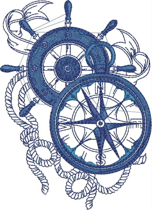 Ocean Wave Chevron Anchor Embroidery