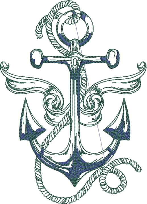 Coastal Chevron Anchor Embroidery Design