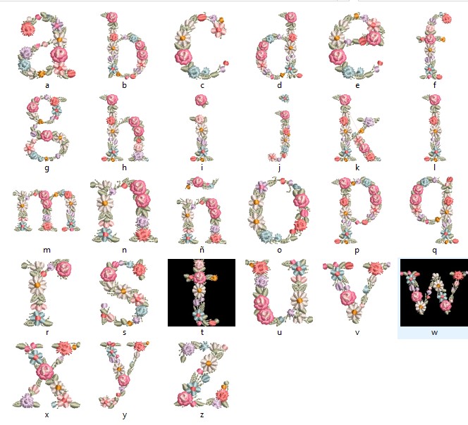 Floral Alphabet Monogram Embroidery Design