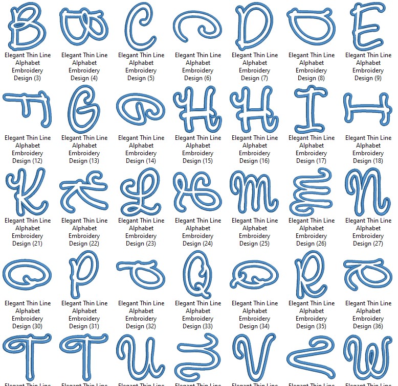 Elegant Thin Line Alphabet Embroidery Design