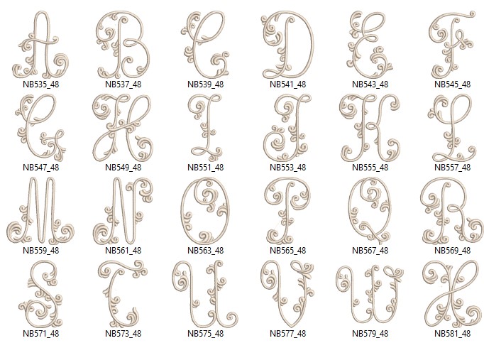Script Letter Alphabet Embroidery Pattern Set