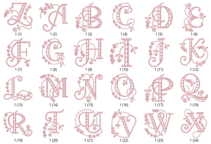 Floral Alphabet Embroidery Design Collection