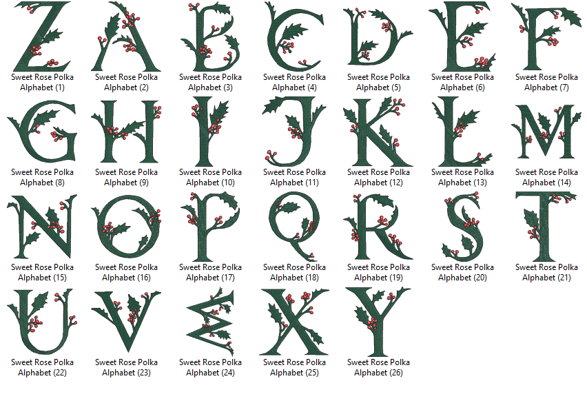 Sweet Rose Polka Alphabet
