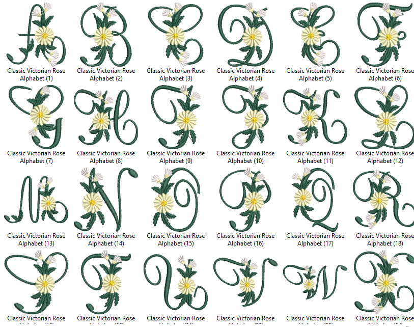 Classic Victorian Rose Alphabet