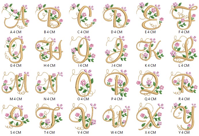 Fancy Alphabet Initial Embroidery Collection