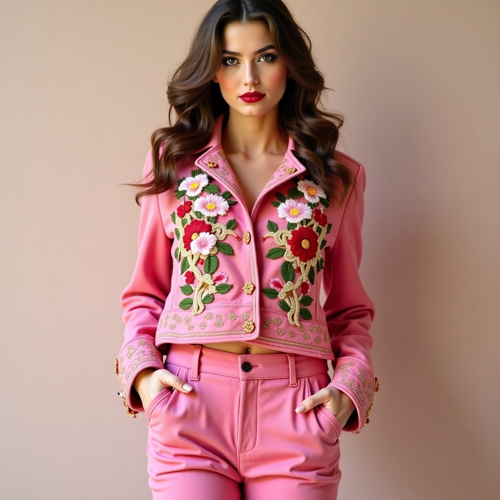 Prestige Floral Embroidery Officer Blazer