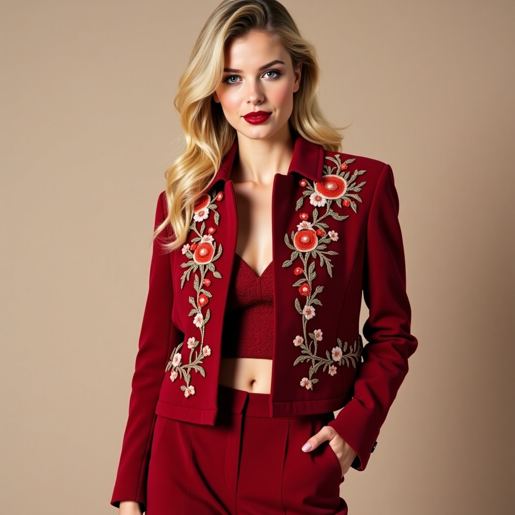 Vintage Royal Embroidered Women's Officer Jacket