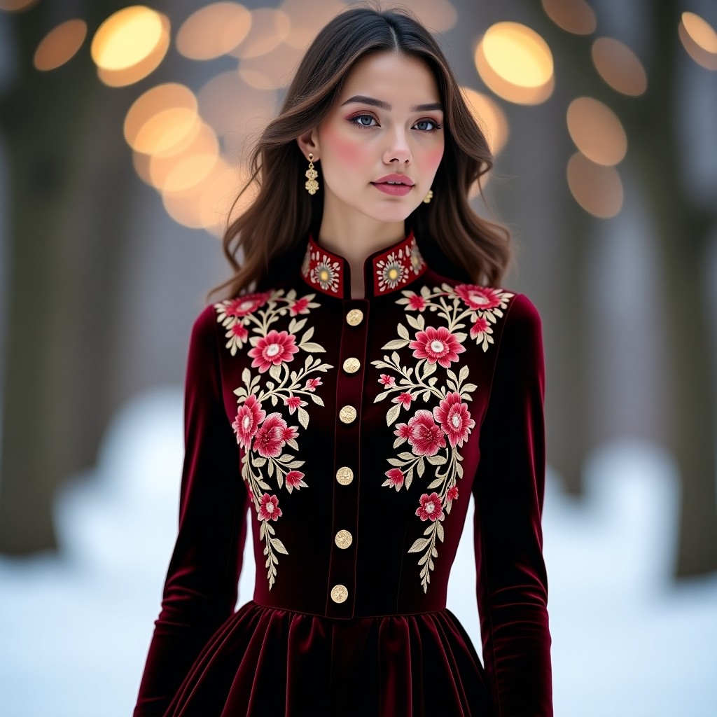 Signature Burgundy Luxury Embroidered Dress