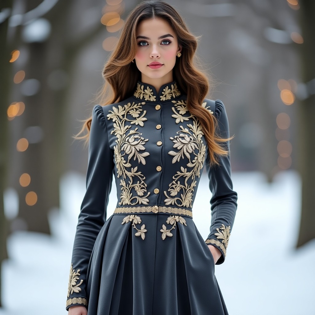 Imperial Floral Velvet Fashion Collection Dress