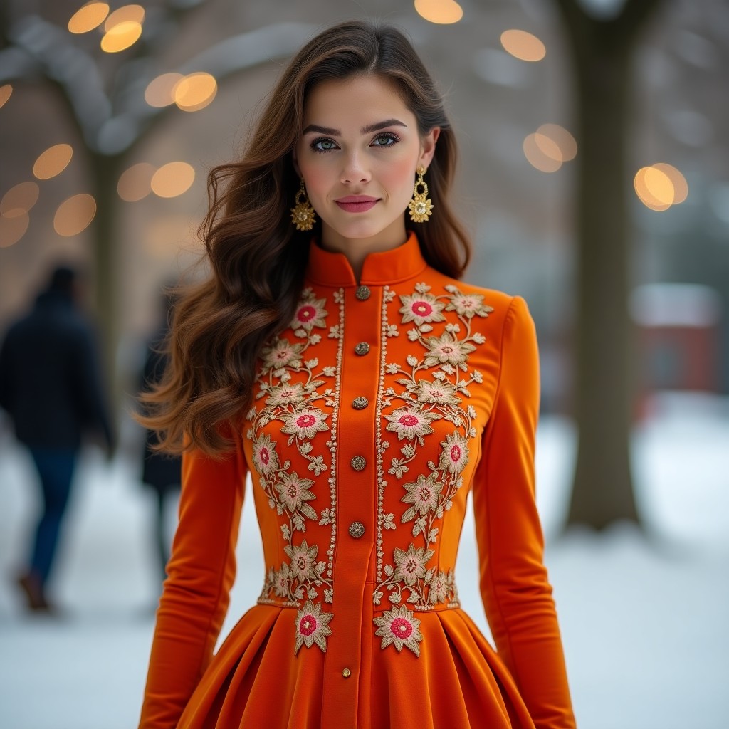 Imperial Garden Velvet Embroidered Dress