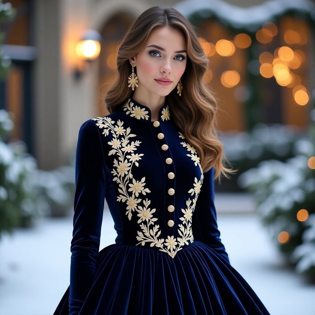 Grand Heritage Floral Velvet Dress
