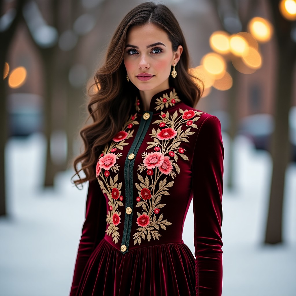 Designer Velvet Floral Prestige Dress