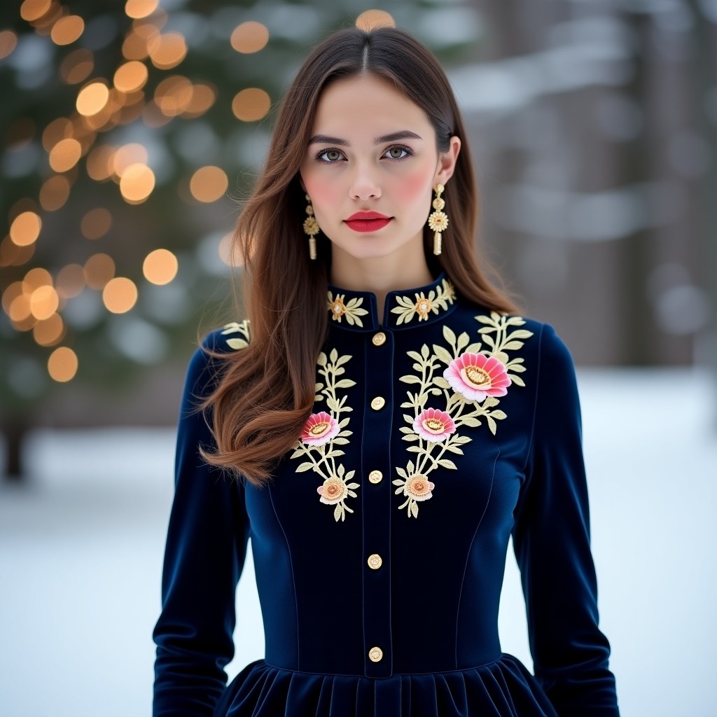Imperial Burgundy Rose Velvet Dress