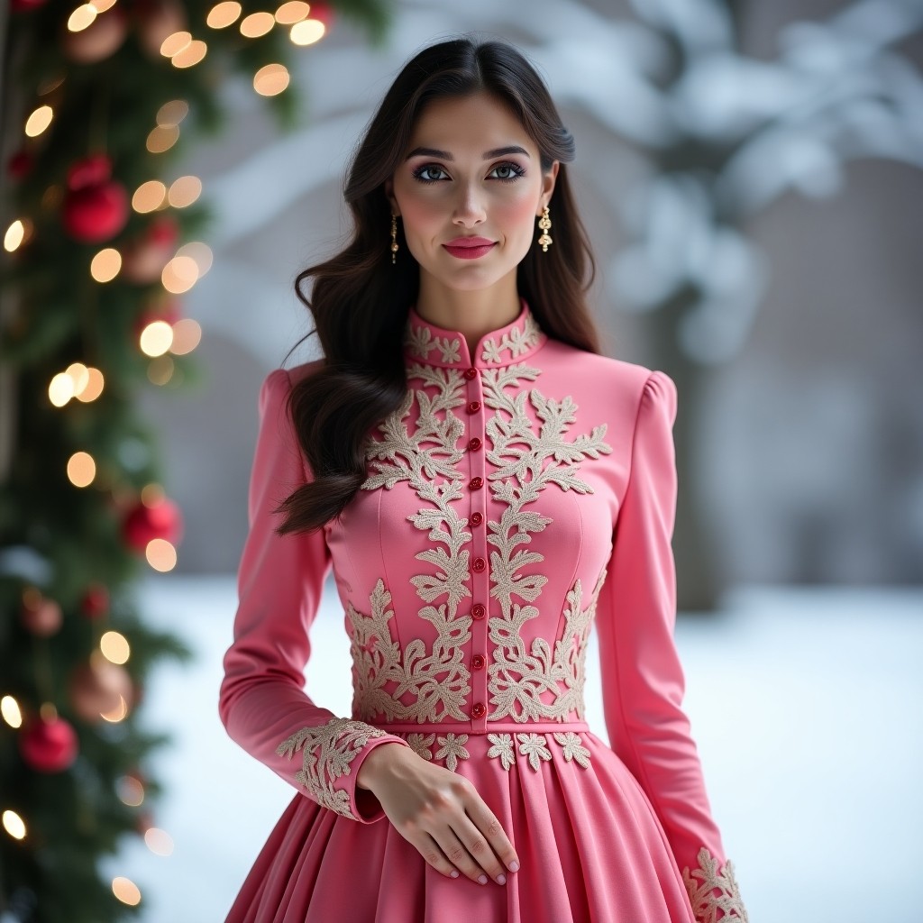 Crown Jewel Burgundy Velvet Dress with Floral Embroidery