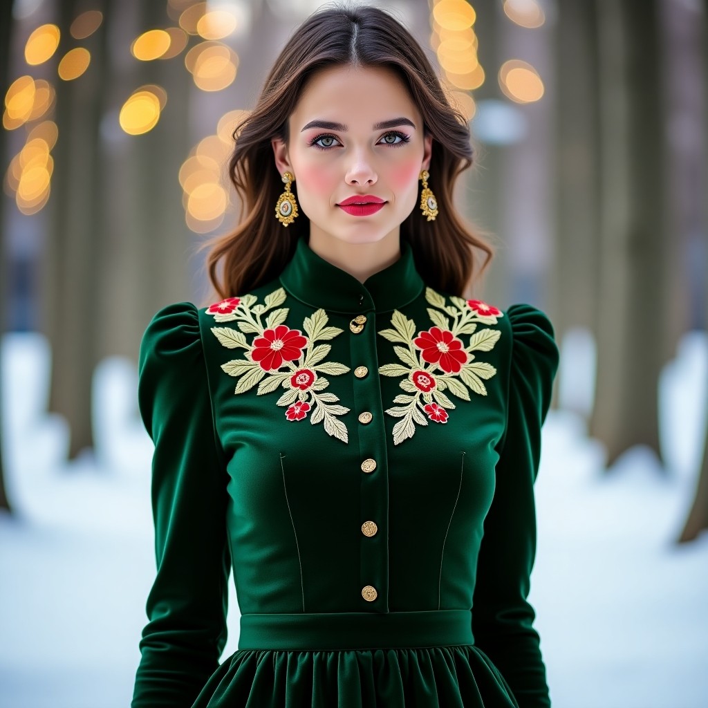 Diamond Prestige Burgundy Velvet Embroidered Dress