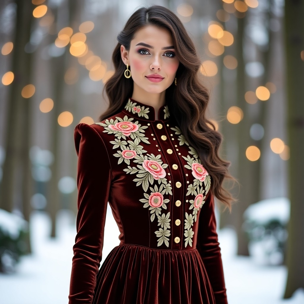 Luxury Royal Bloom Velvet Evening Dress