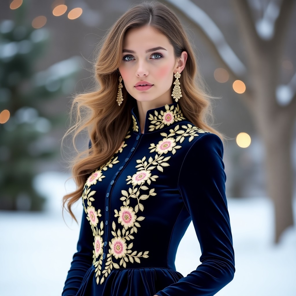 Prestige Velvet Rose Garden Designer Dress