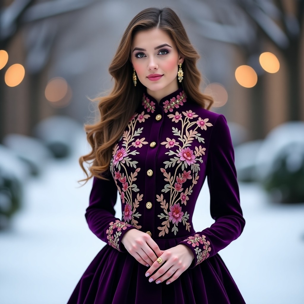 Aristocrat Burgundy Velvet Couture Dress