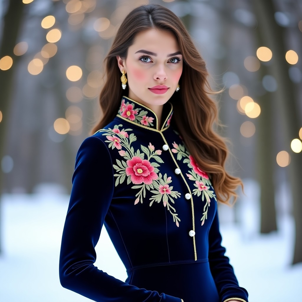Elegant Velvet Bloom Formal Dress