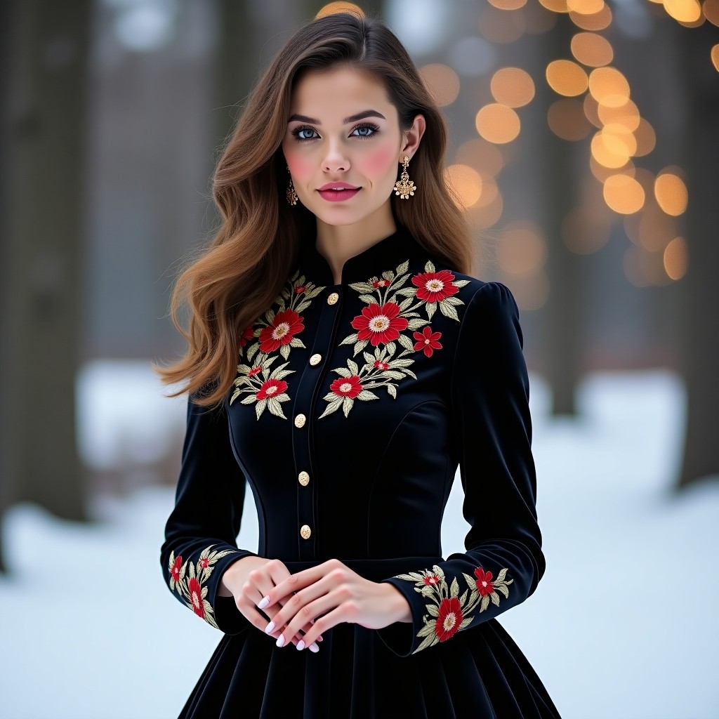 Crown Prestige Burgundy Velvet Floral Dress