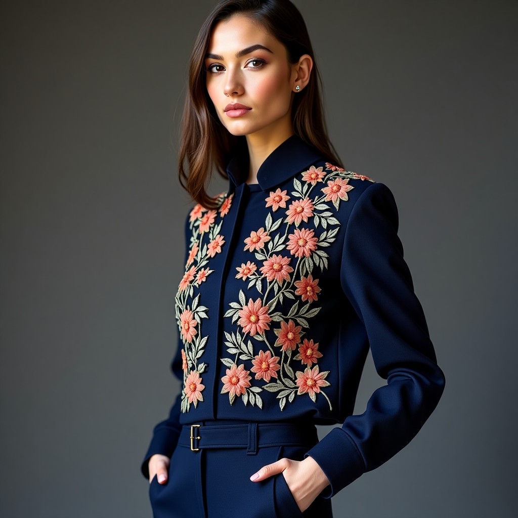 Prestige Navy Floral Couture Jacket