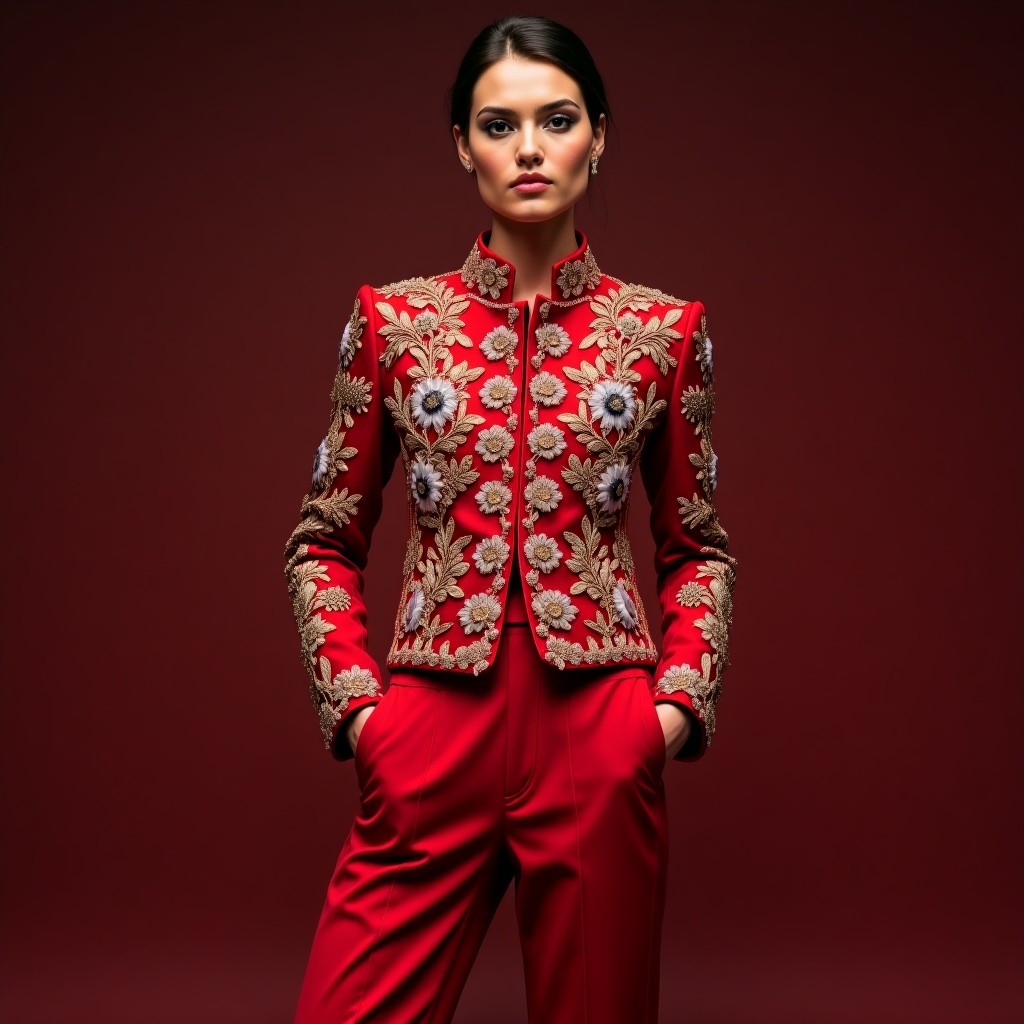 Designer Navy Bloom Embroidered Jacket