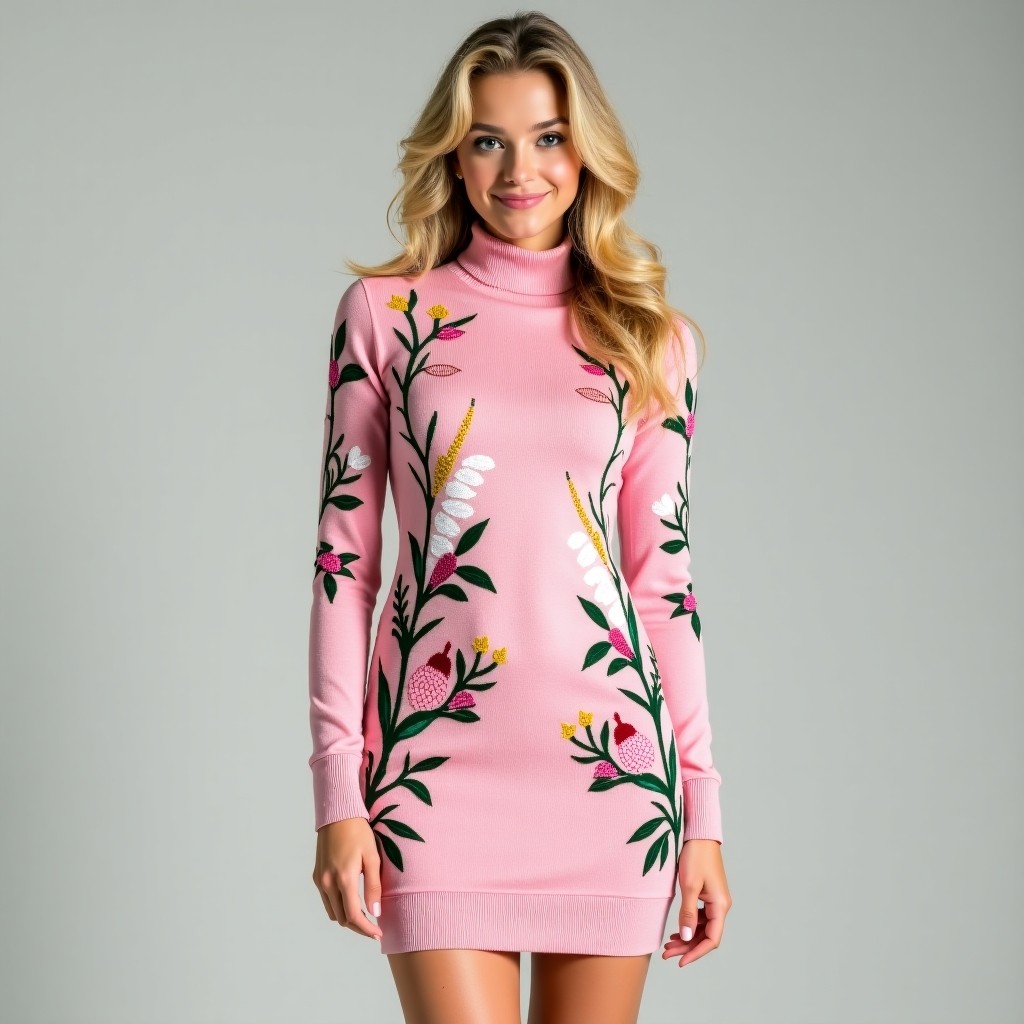 Majestic Soft Blossom Embroidered Fashion Dress