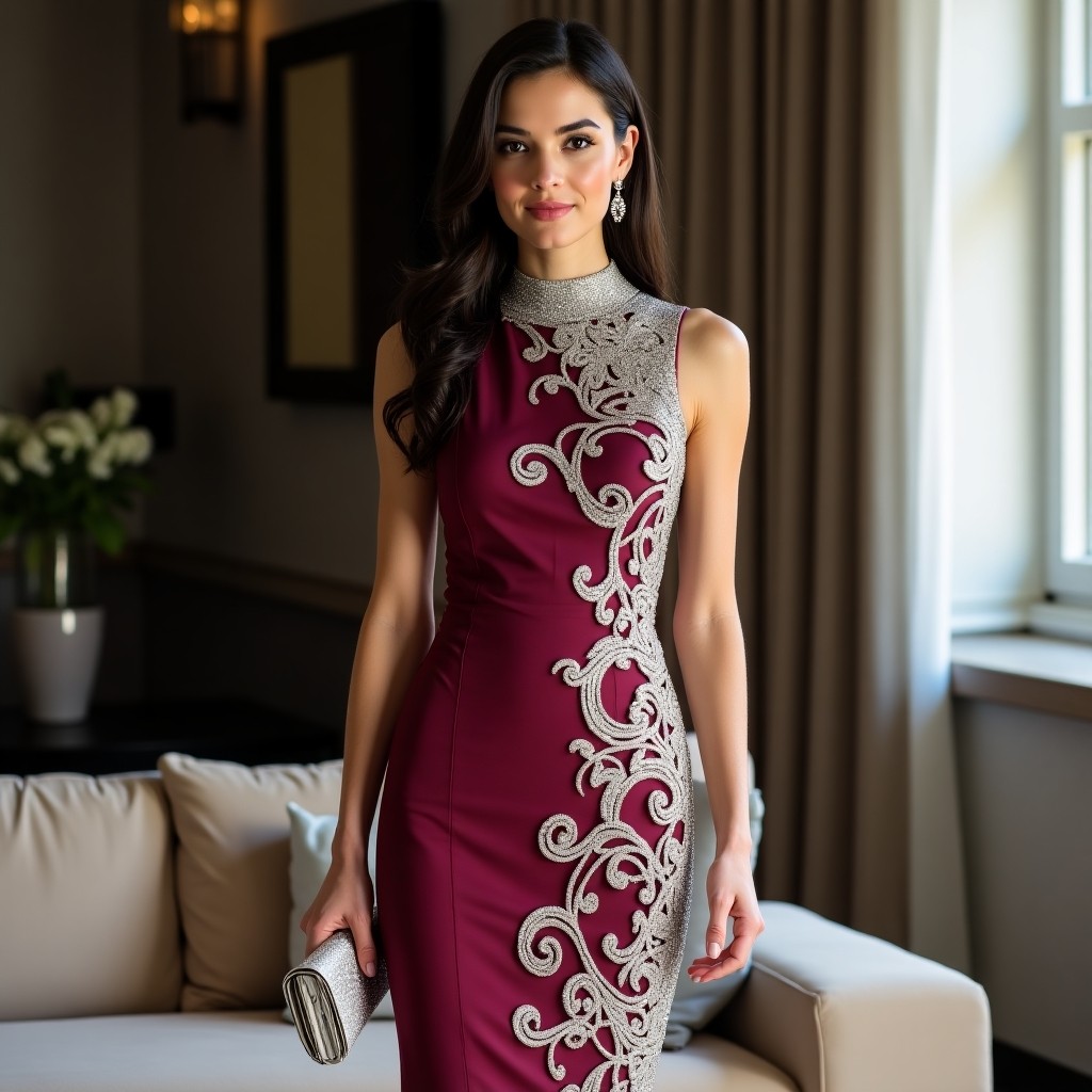 Designer Elegant Blossom Heritage Knit Dress