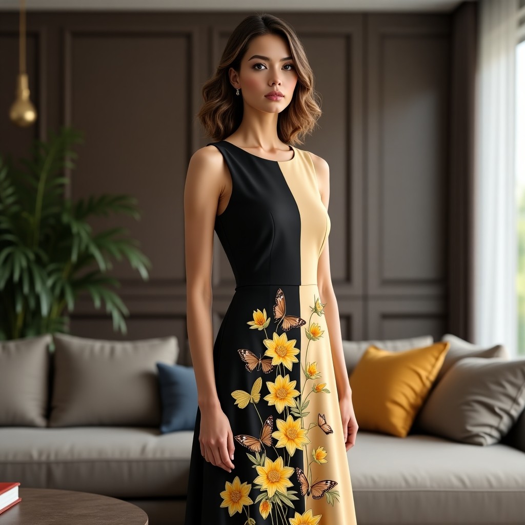 Grand Sunset Blossom Embroidered Formal Dress