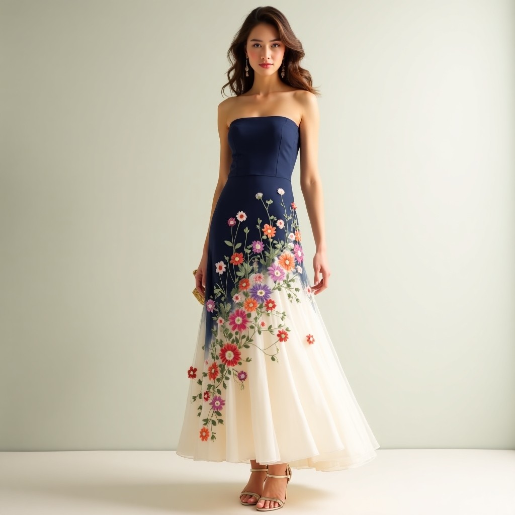 Imperial Floral Vine Couture Evening Dress