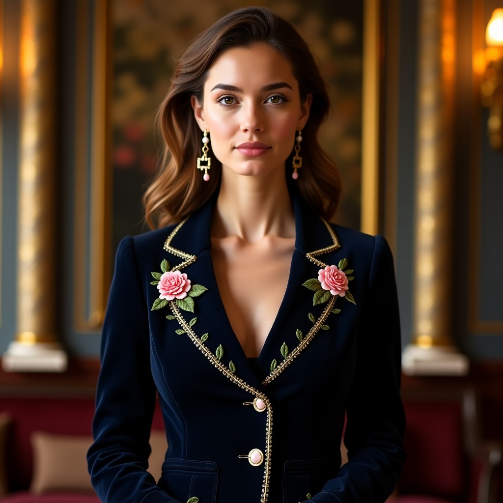 Designer Velvet Blossom Embroidered Formal Jacket