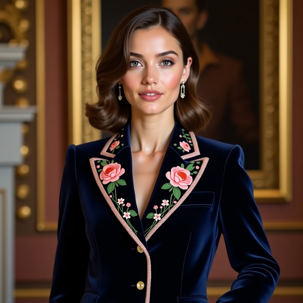 Grand Orchid Vine Embroidered Tailored Jacket
