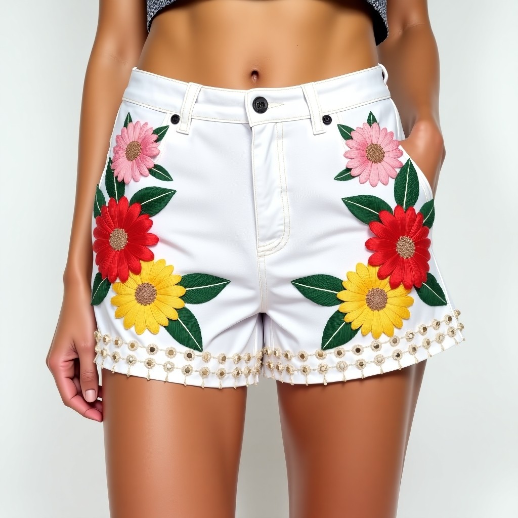 Grand Botanical Bloom Embroidered Resort Shorts