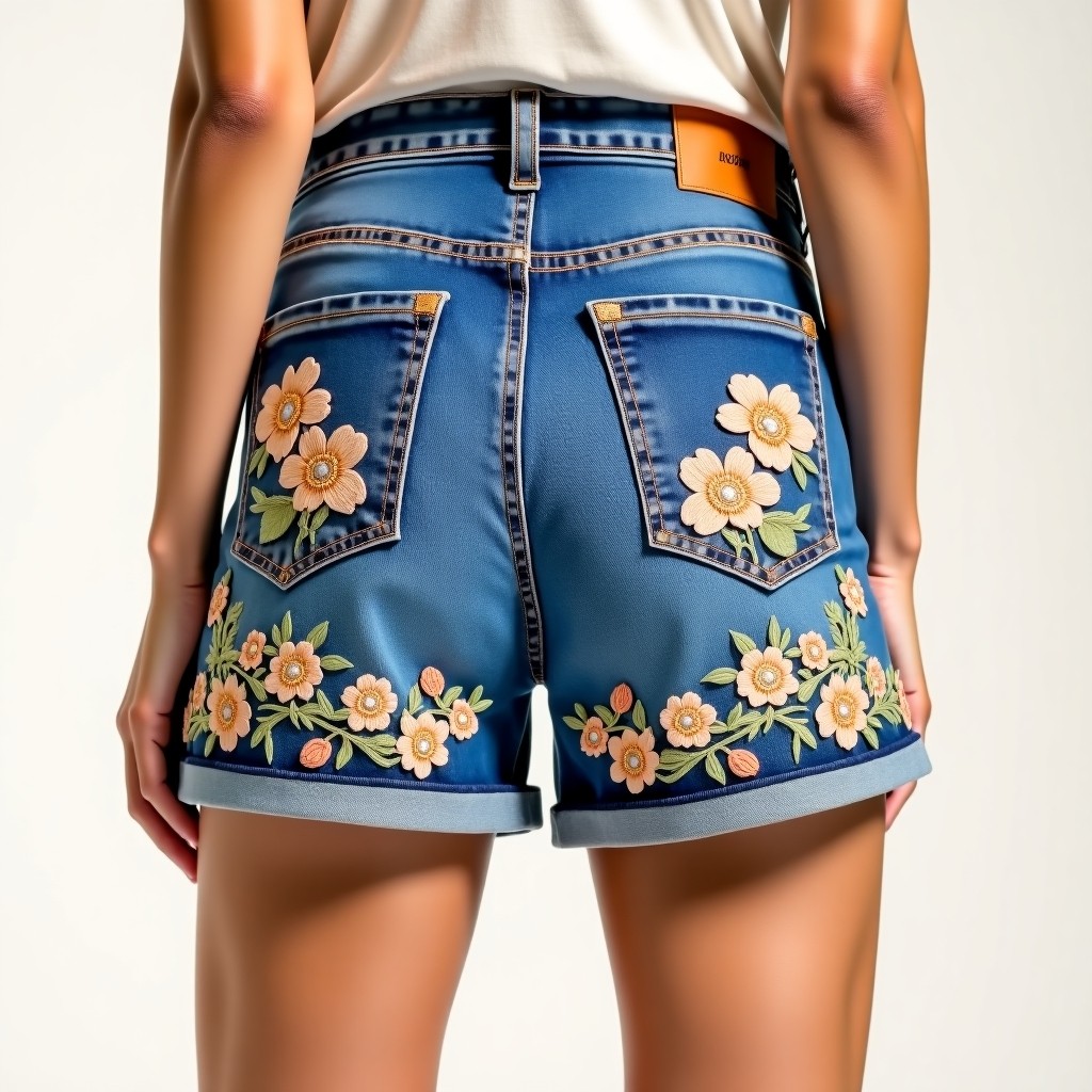 Signature Royal Floral Embroidered Designer Shorts