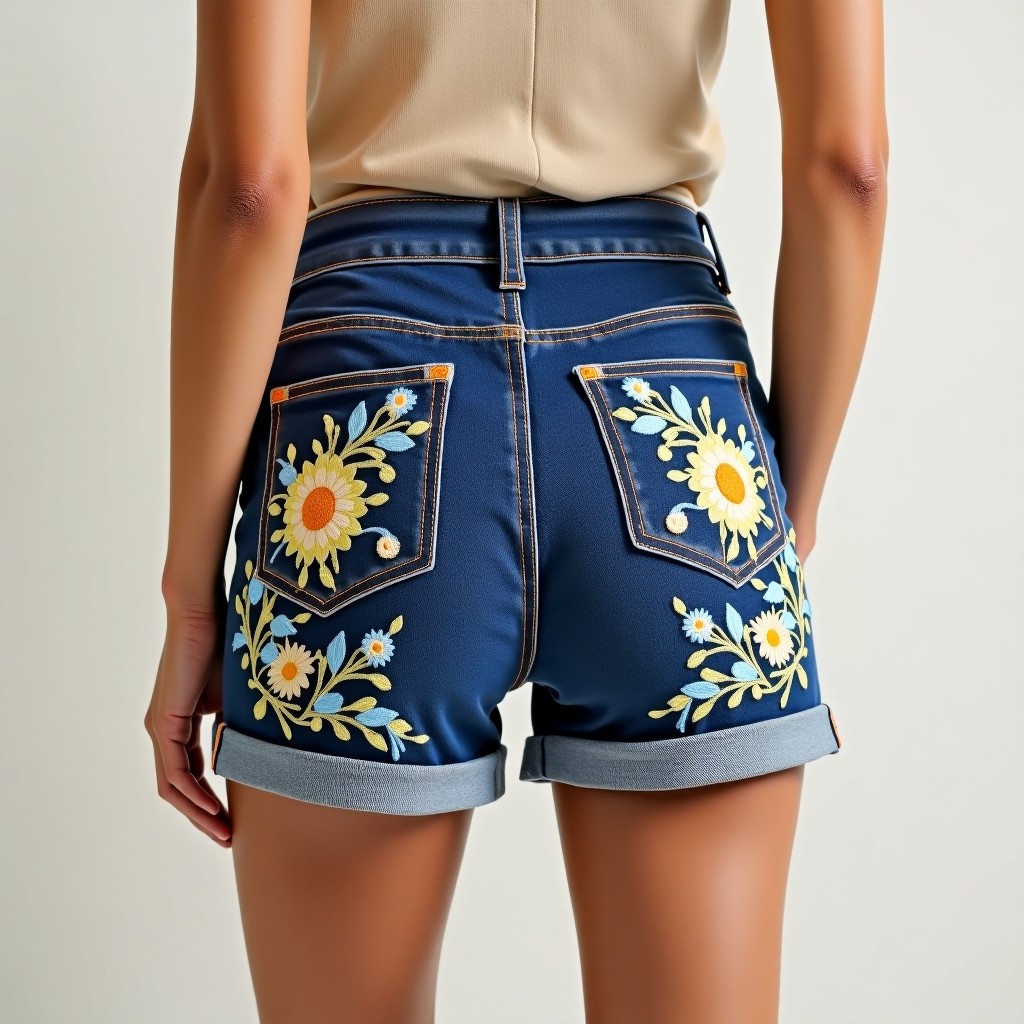 Royal Magnolia Garden Embroidered Women's Premium Shorts