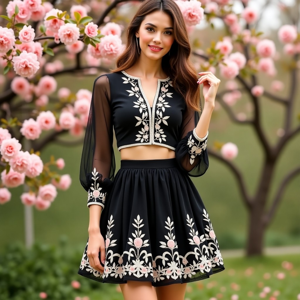Elite Floral Charm Boutique Women's Skirt Set