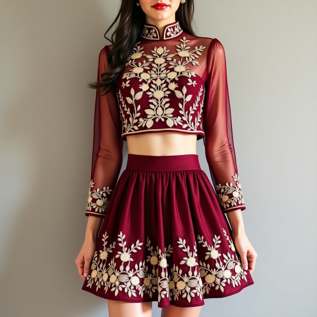 Signature Floral Harmony Women's Luxury Skirt Set