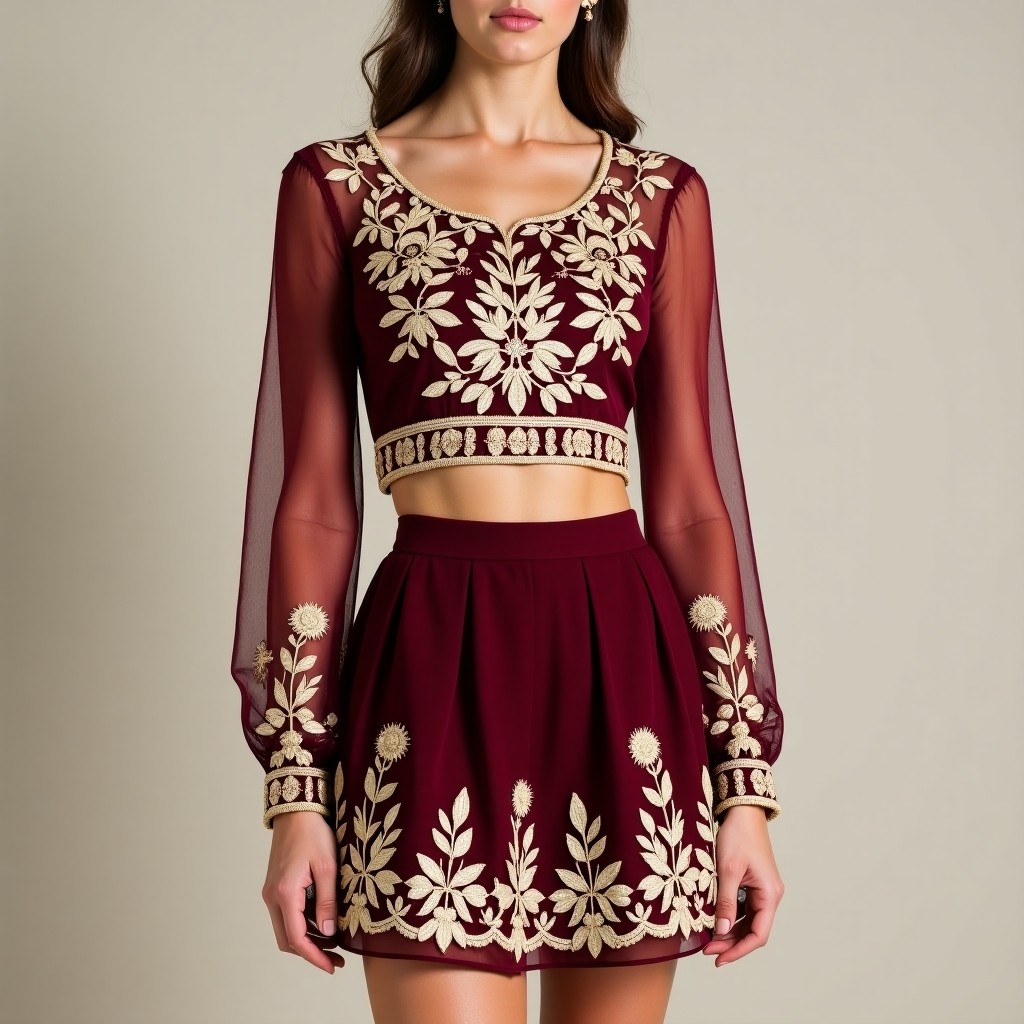 Grand Royal Petal Embroidered Designer Co-Ord