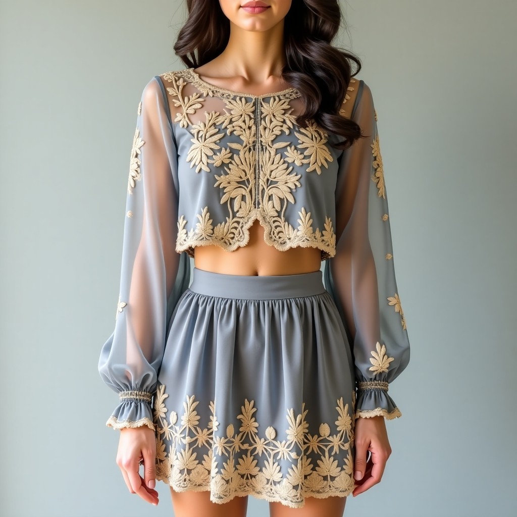 Elite Floral Grace Boutique Women's Skirt & Top Set