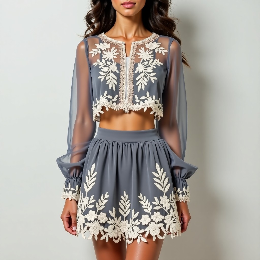 Designer Garden Elegance Embroidered Luxury Ensemble