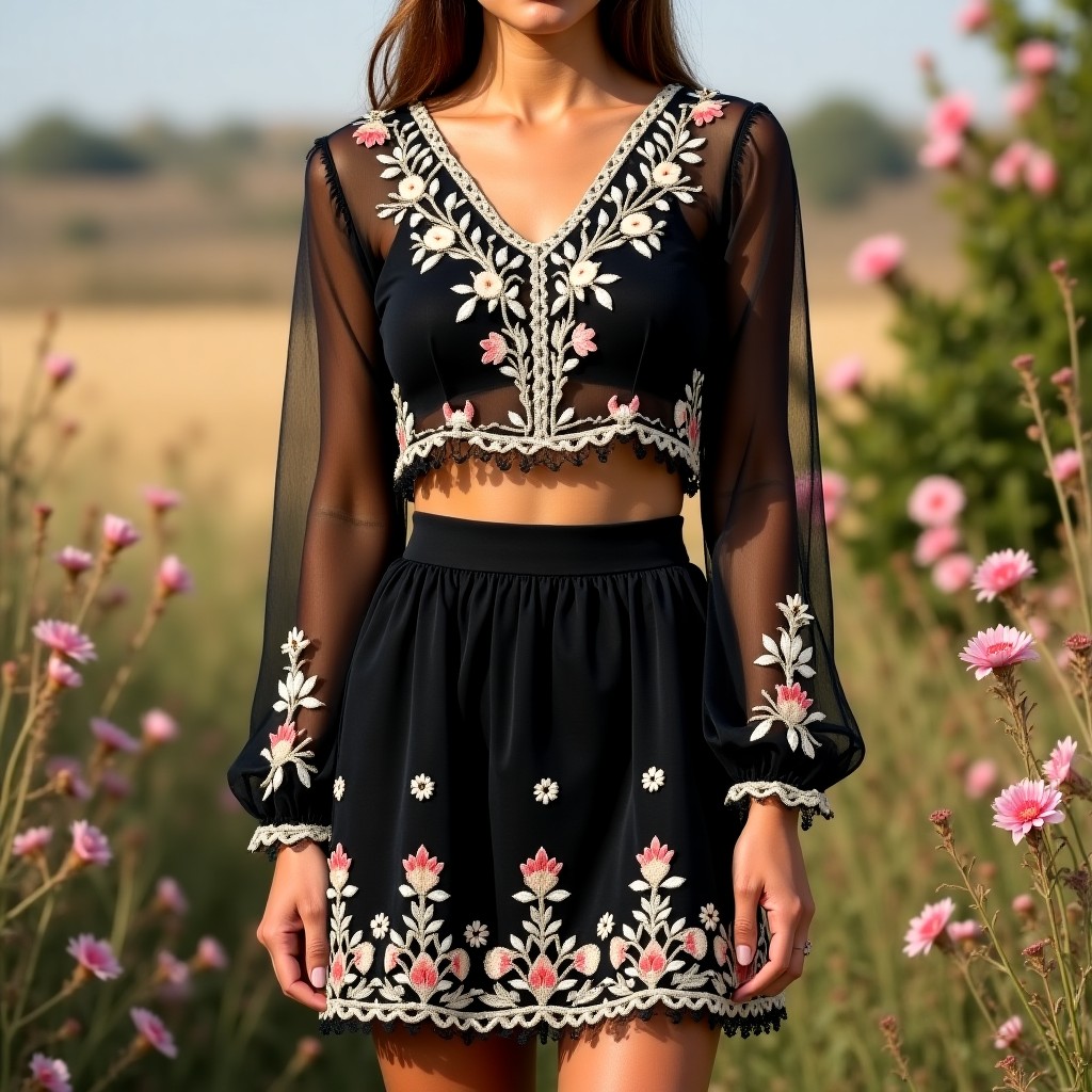 Royal Heritage Blossom Embroidered Women's Luxury Co-Ord Set