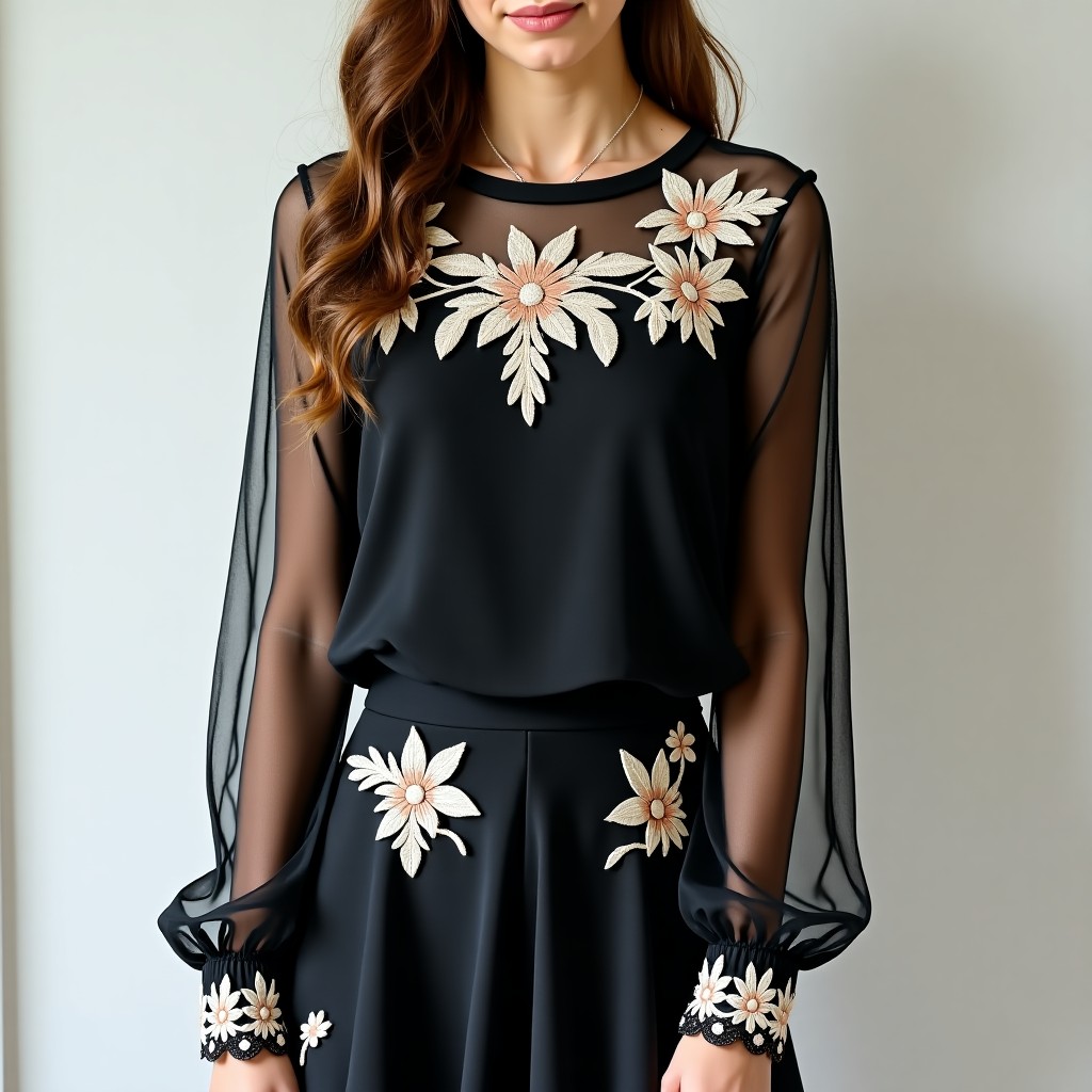 Designer Floral Majesty Embroidered Premium Co-Ord Set