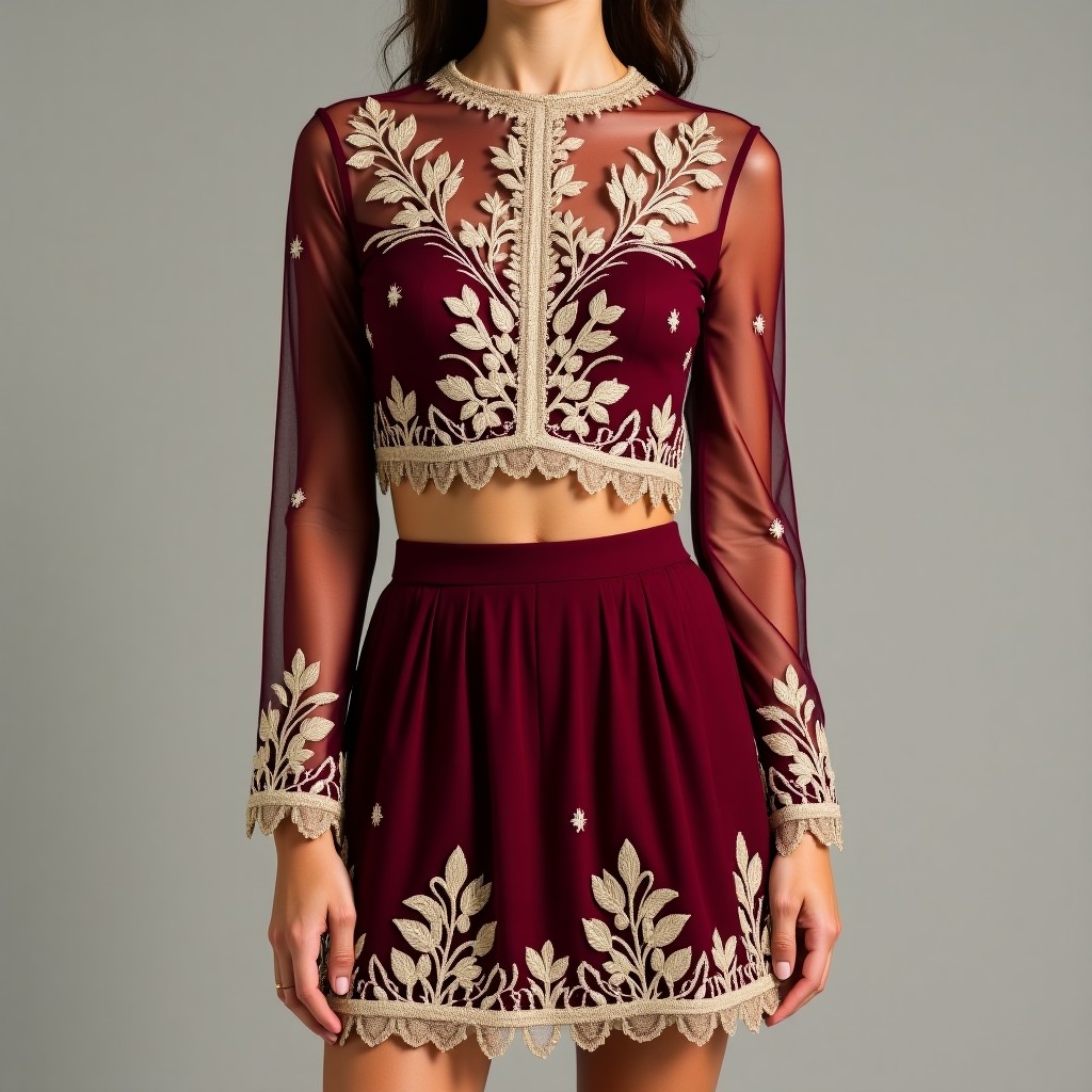 Elite Royal Blossom Embroidered Women's Party Outfit